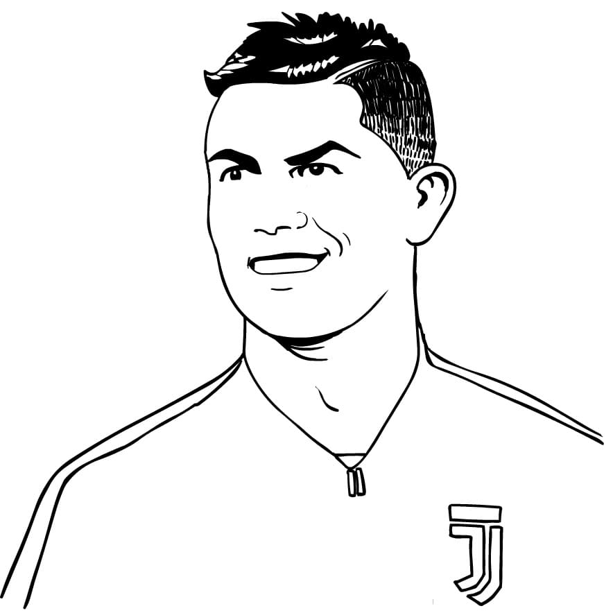 Desenho de Cristiano Ronaldo com Trofeu para Imprimir e Pintar