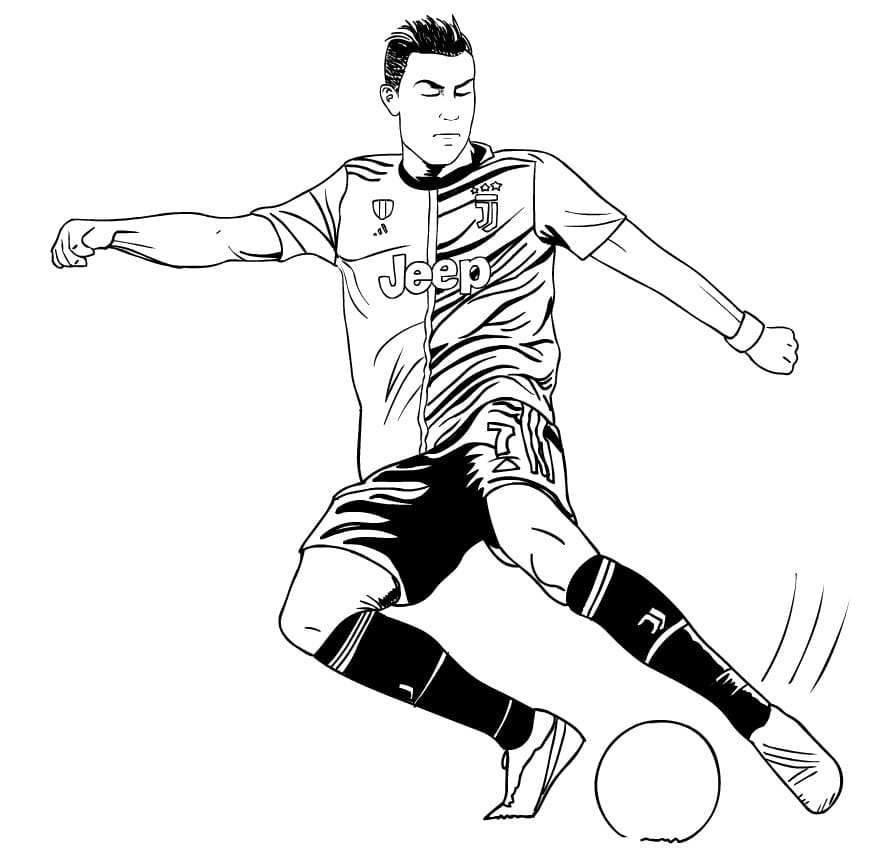 Desenho de Cristiano Ronaldo em Partida para Colorir e Pintar