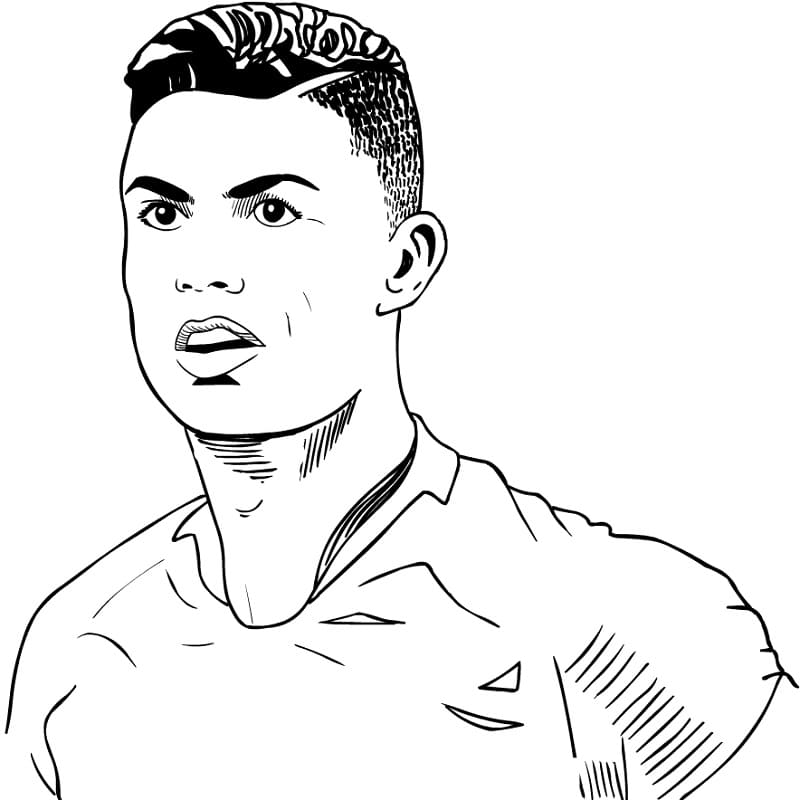 Desenho de Cristiano Ronaldo no Campo para Imprimir e Pintar