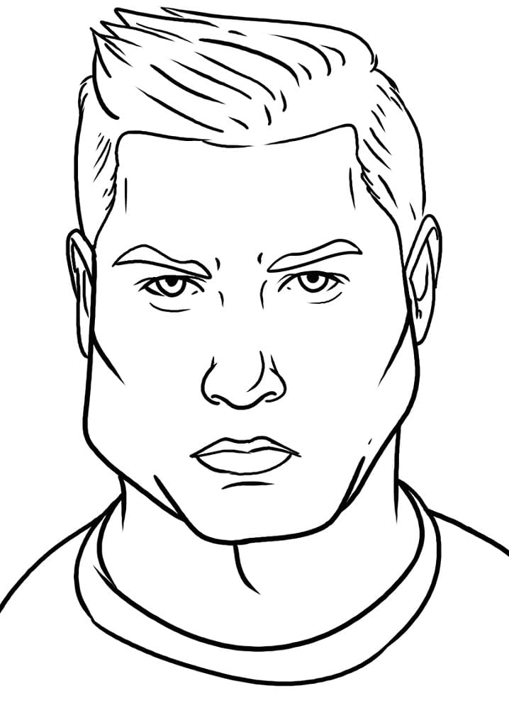Desenho de Cristiano Ronaldo Simples para Imprimir Lápis de Cor e Pintar