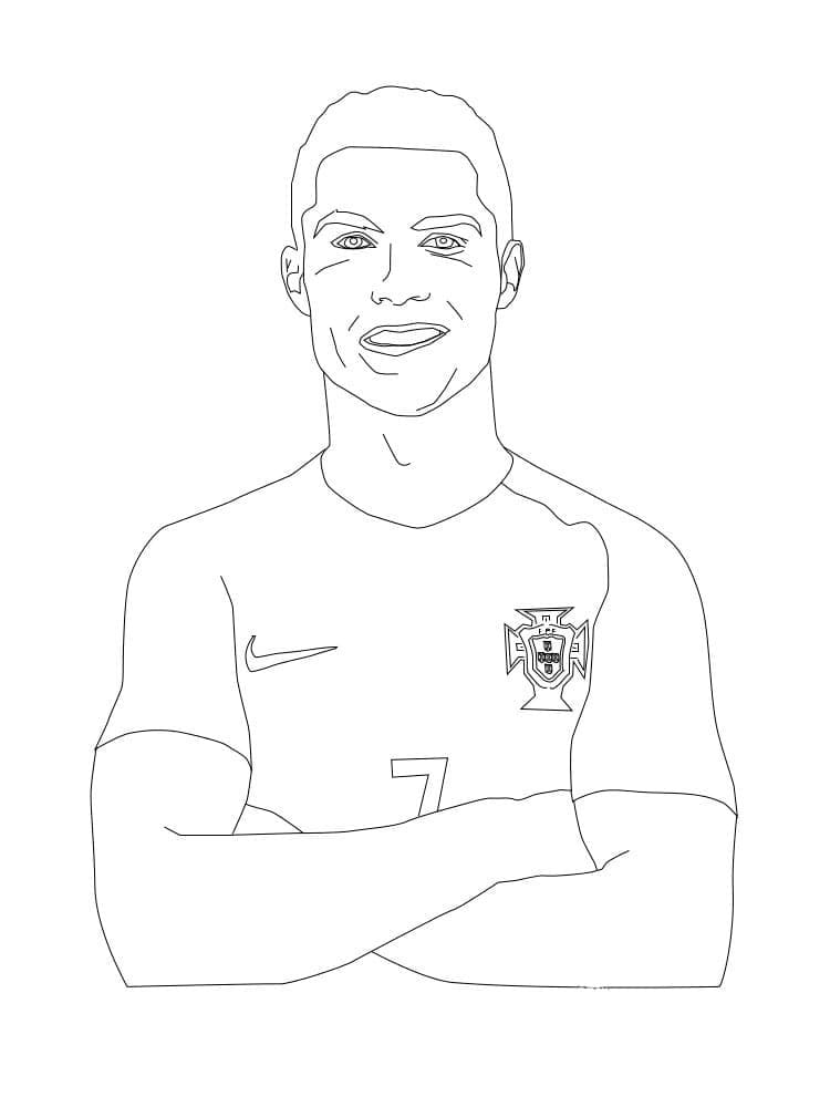 Desenho de Cristiano Ronaldo Sorridente para Colorir e Pintar