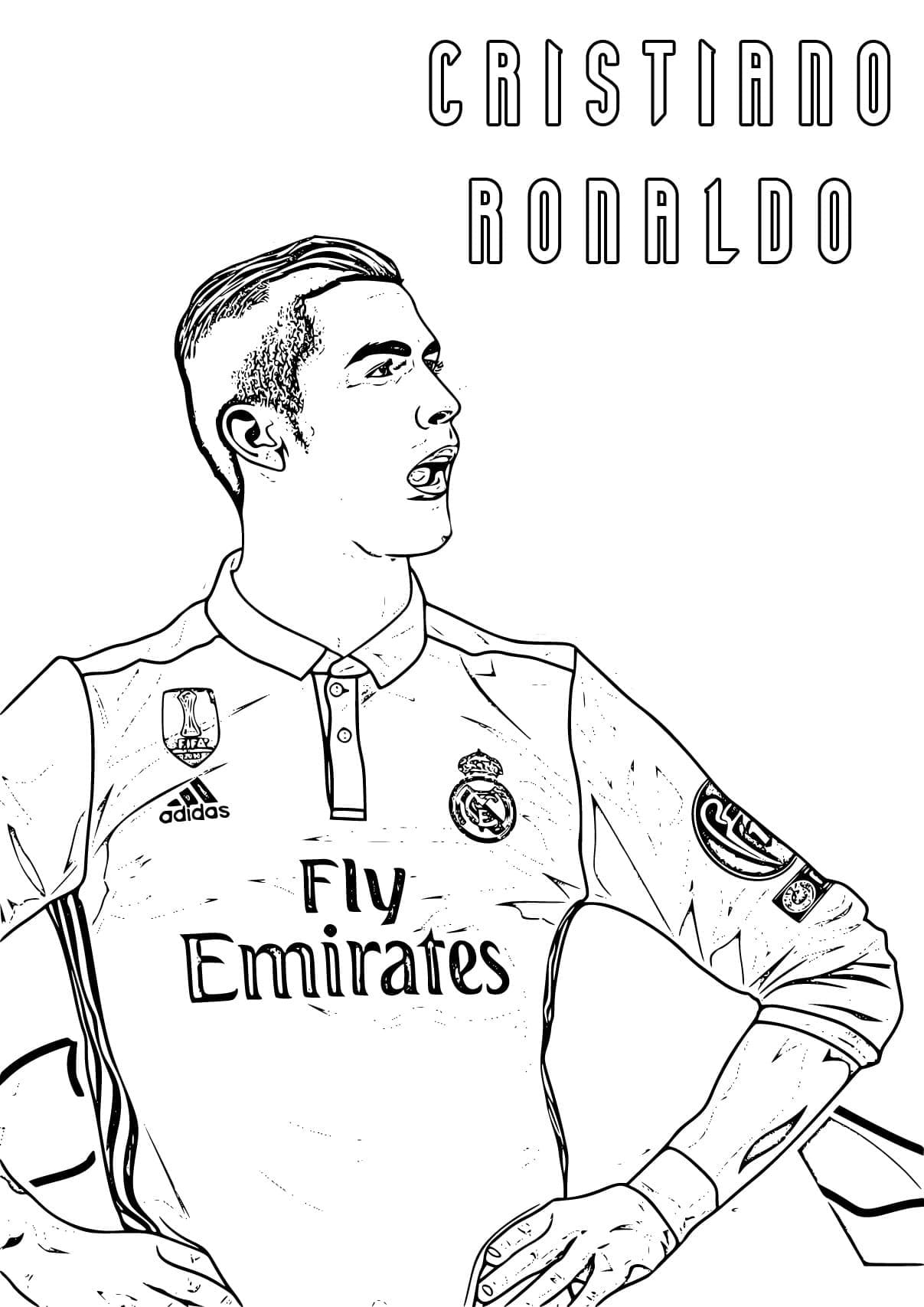 Desenho de Imagem de Cristiano Ronaldo para Colorir e Pintar