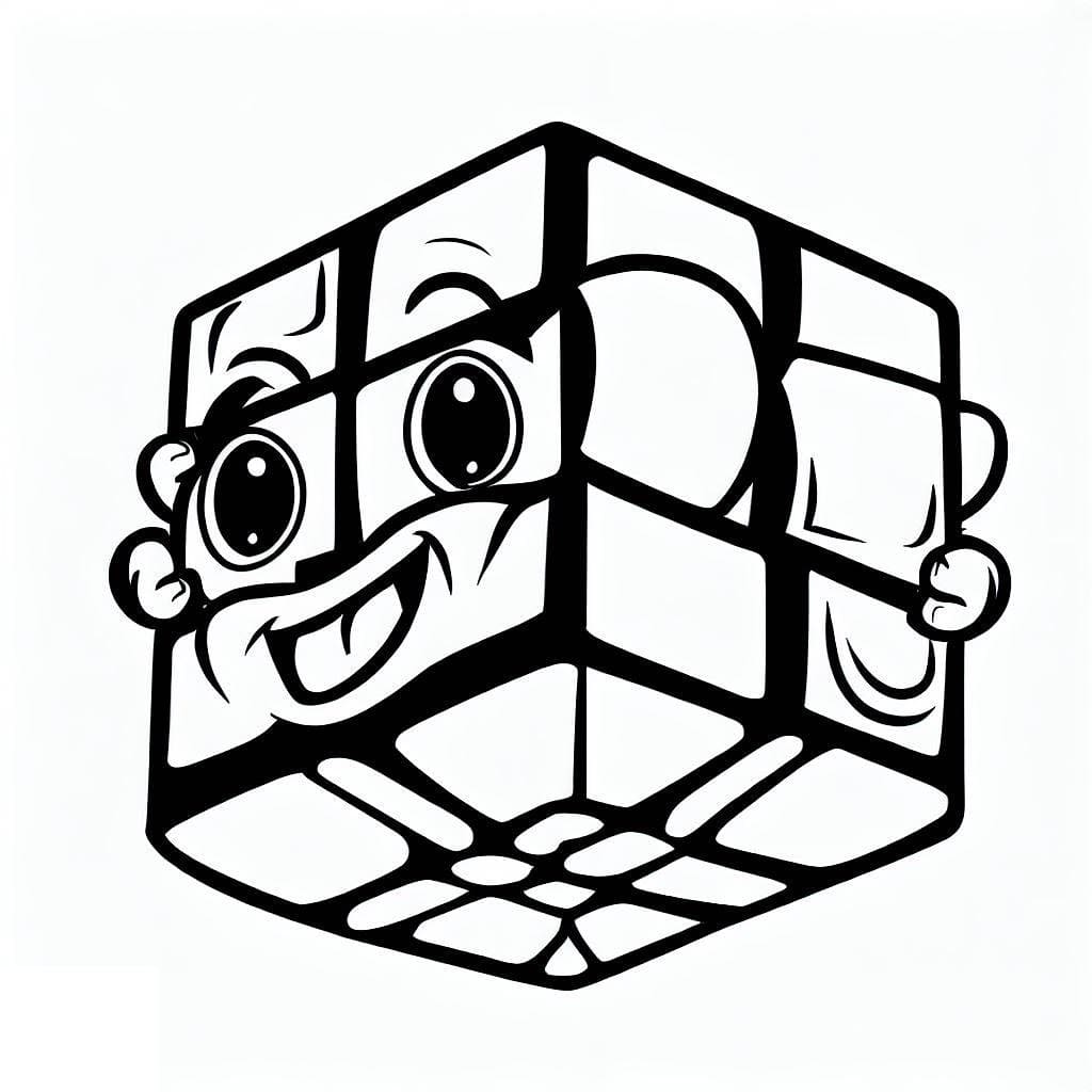 Desenho de Cubo Mágico Muito Fofo para Colorir