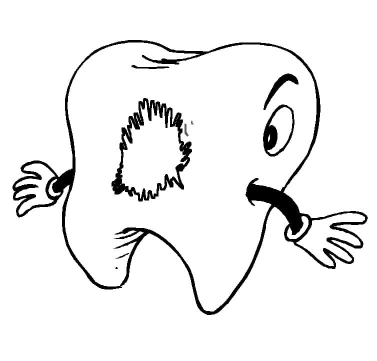 Desenho de Dente Bonito para Colorir Pdf e Pintar