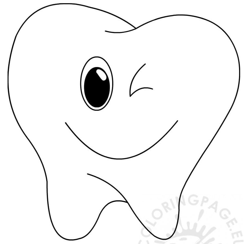 Desenho de Dente com Pastá para Imprimir e Pintar