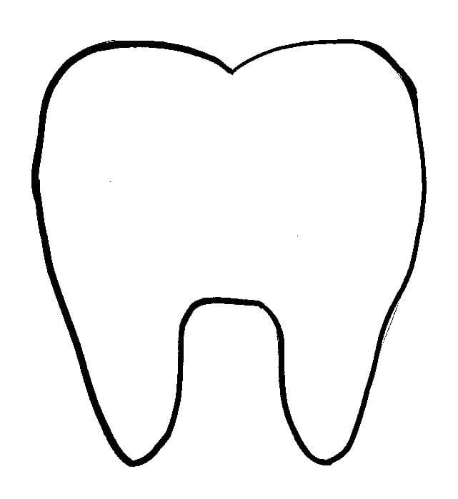 Desenho Dente Fácil para Colorir e Pintar