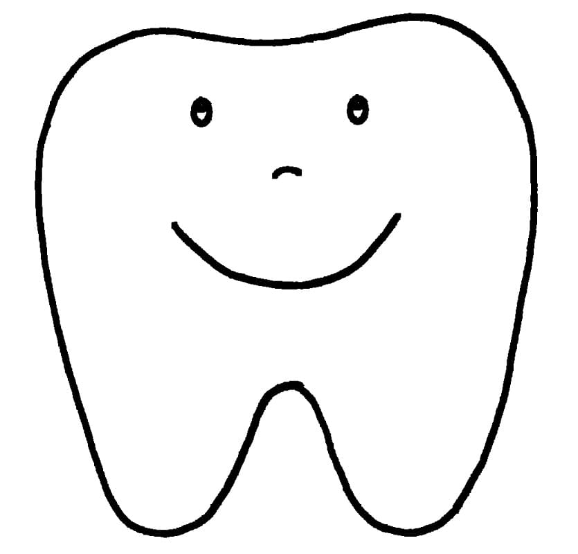 Desenho Dente Fofo para Colorir e Pintar