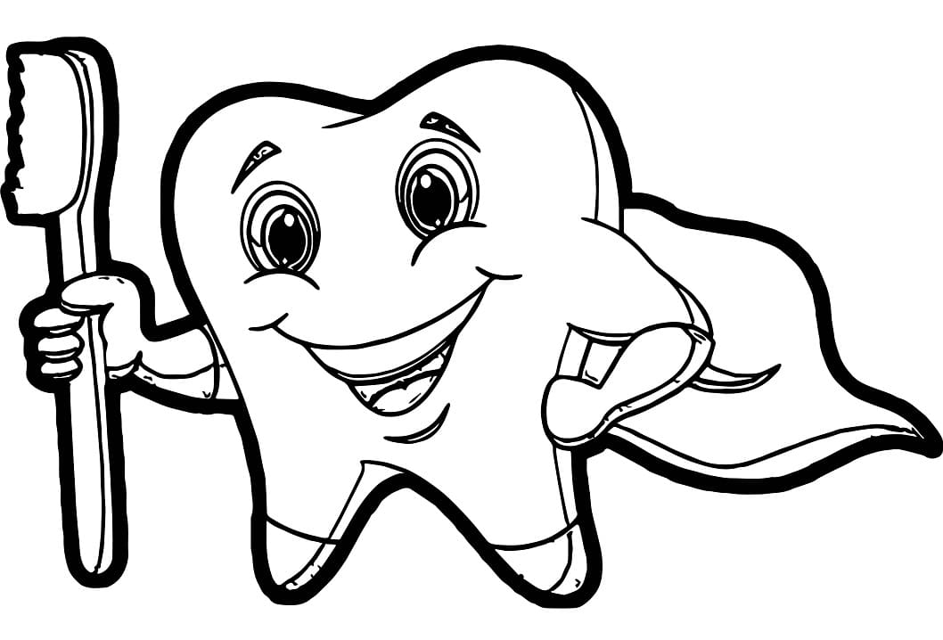 Desenho Dente Incrível para Colorir e Pintar