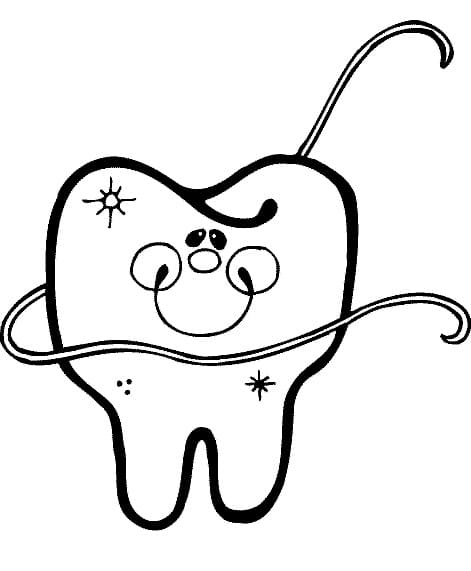 Desenho Dente Kawaii para Colorir e Pintar