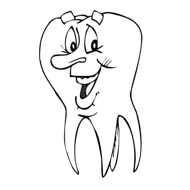 Desenho Dente Sorrindo para Colorir e Pintar