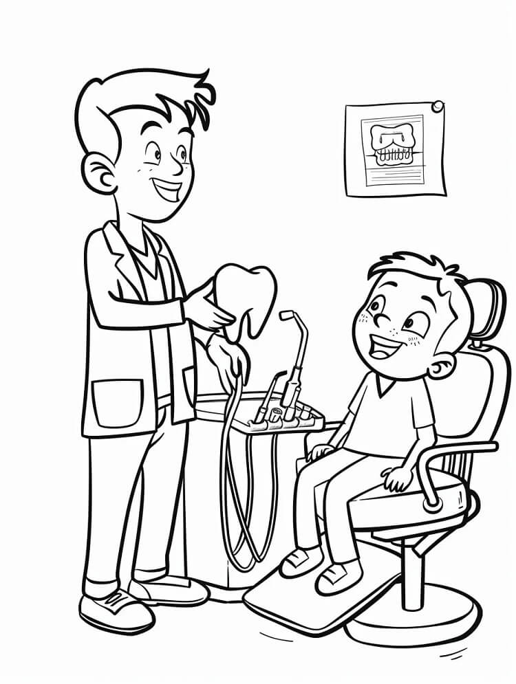 Desenhos de Dentista Alegre para Colorir e Pintar