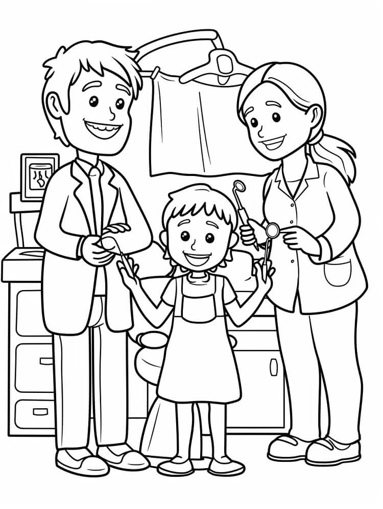 Desenhos de Dentista Feliz para Colorir e Pintar