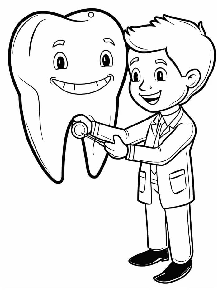Desenhos de Pequeno Dentista para Colorir e Pintar