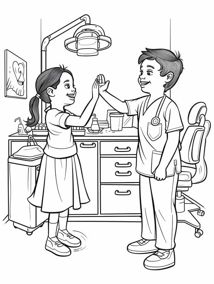 Desenhos de um Dentista Alegre para Colorir e Pintar
