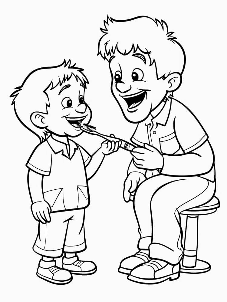 Desenhos de um Dentista Feliz para Colorir e Pintar