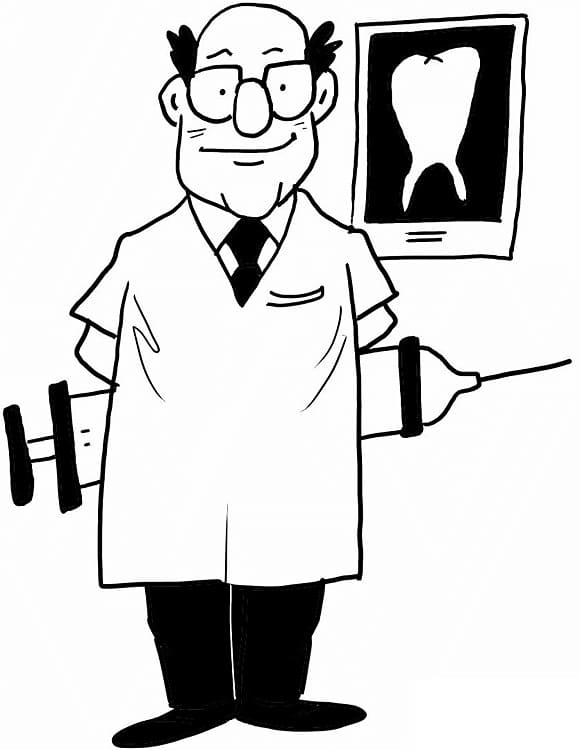 Desenho Dentista com Seringa para Colorir e Pintar