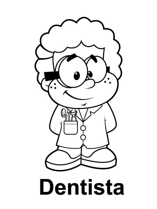 Desenho Pequeno Dentista para Colorir e Pintar