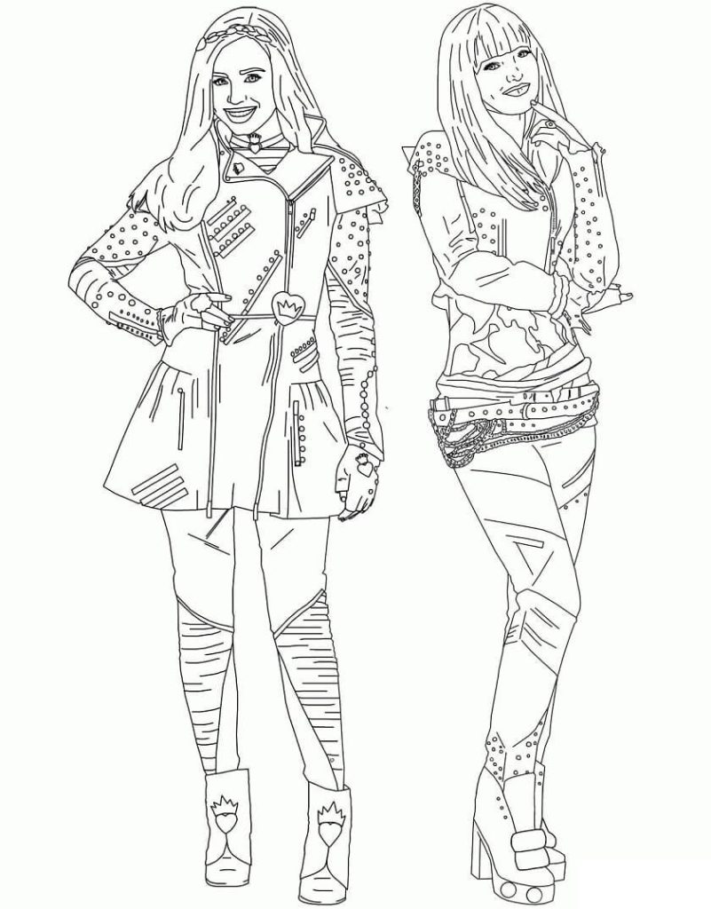 Desenho em Pdf de Descendentes para Colorir Grátis