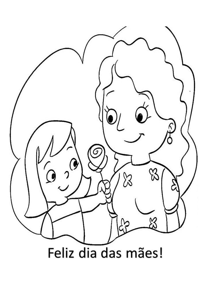 Desenho de Dia das Mães Engraçado para Colorir Pdf e Pintar