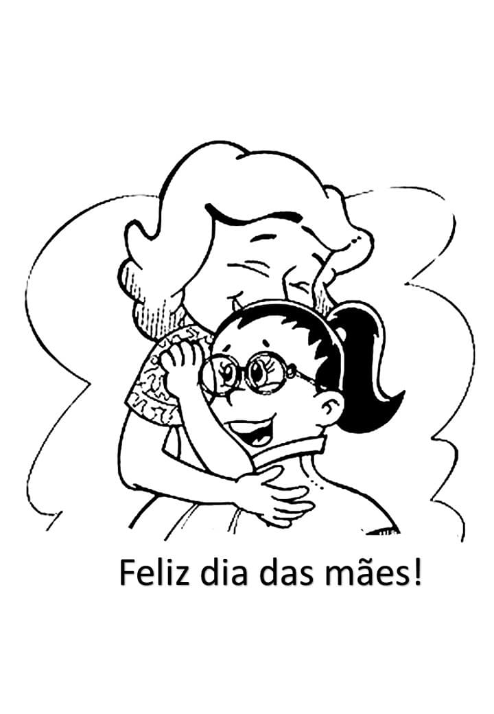 Desenho de Dia das Mães Fofo para Colorir Pdf e Pintar