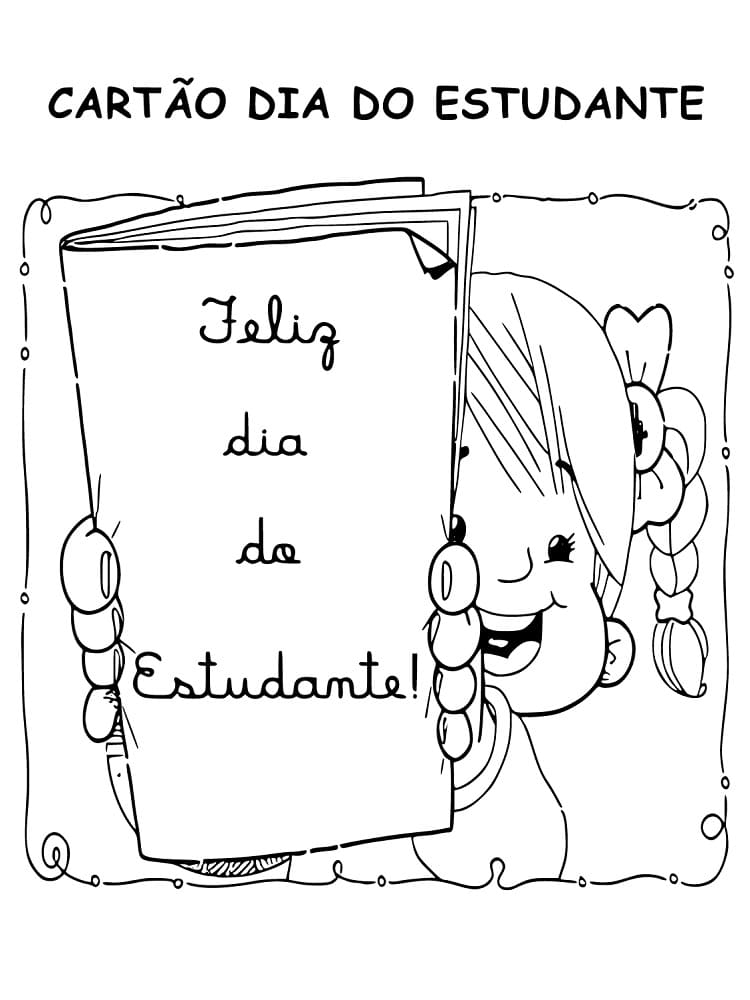 Desenho de 11 de Agosto Dia do Estudante para Colorir e Pintar