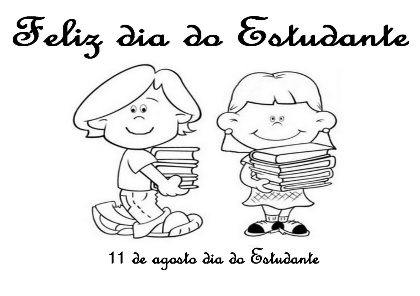 Desenho de Dia do Estudante Simples para Imprimir Lápis de Cor e Pintar