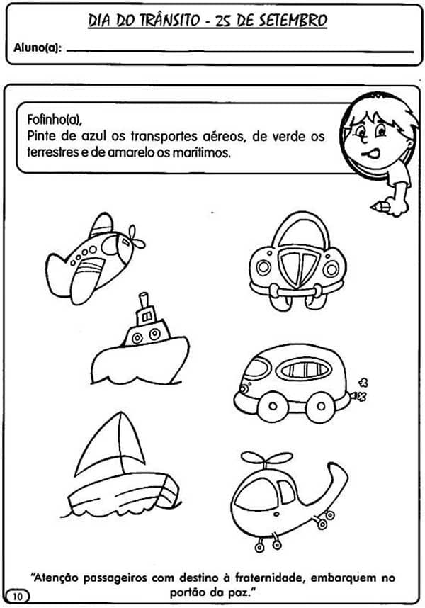 Desenho de Dia do Trânsito Imprimivel para Colorir