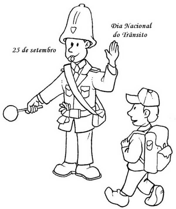 Desenho de o Dia do Trânsito para Colorir