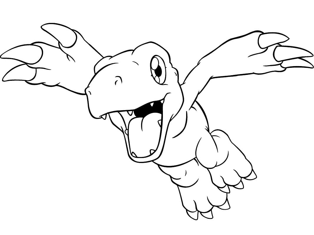 Desenho de Agumon de Anime Digimon para Colorir e Pintar