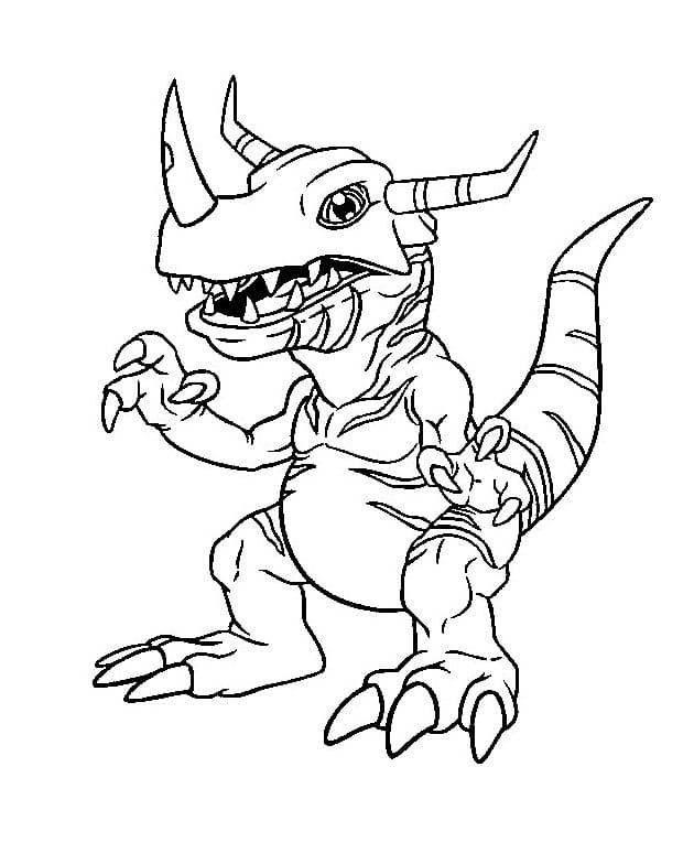Desenho de Digimon Greymon para Colorir e Pintar
