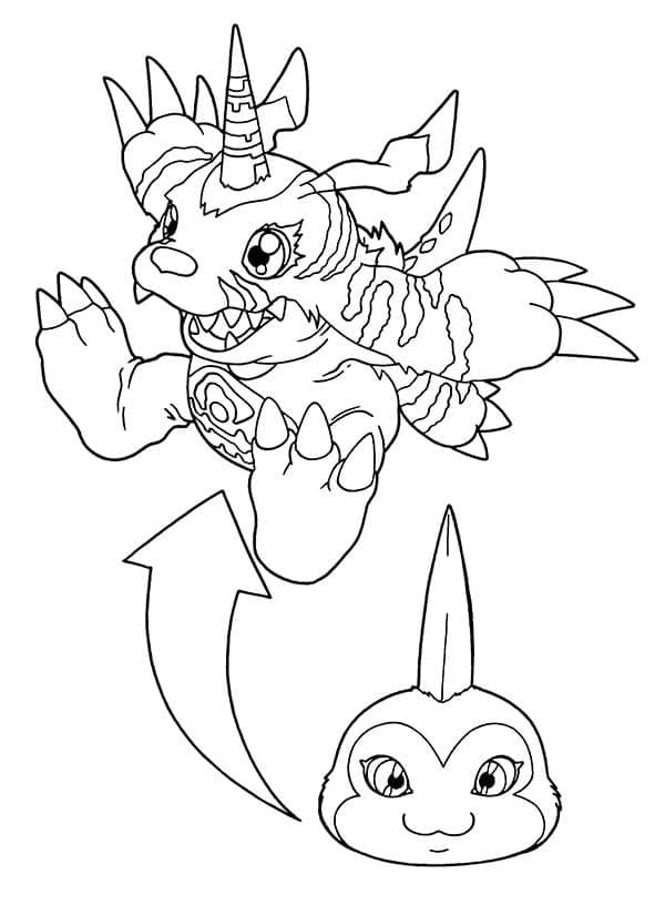 Desenho de Gabumon Digimon Adventure para Colorir e Pintar