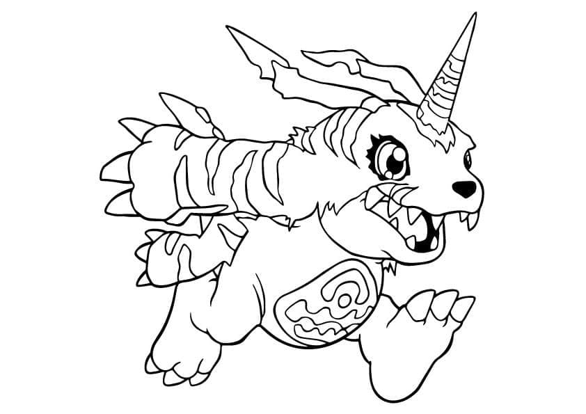 Desenho de Gabumon Grátis para Crianças para Colorir e Pintar