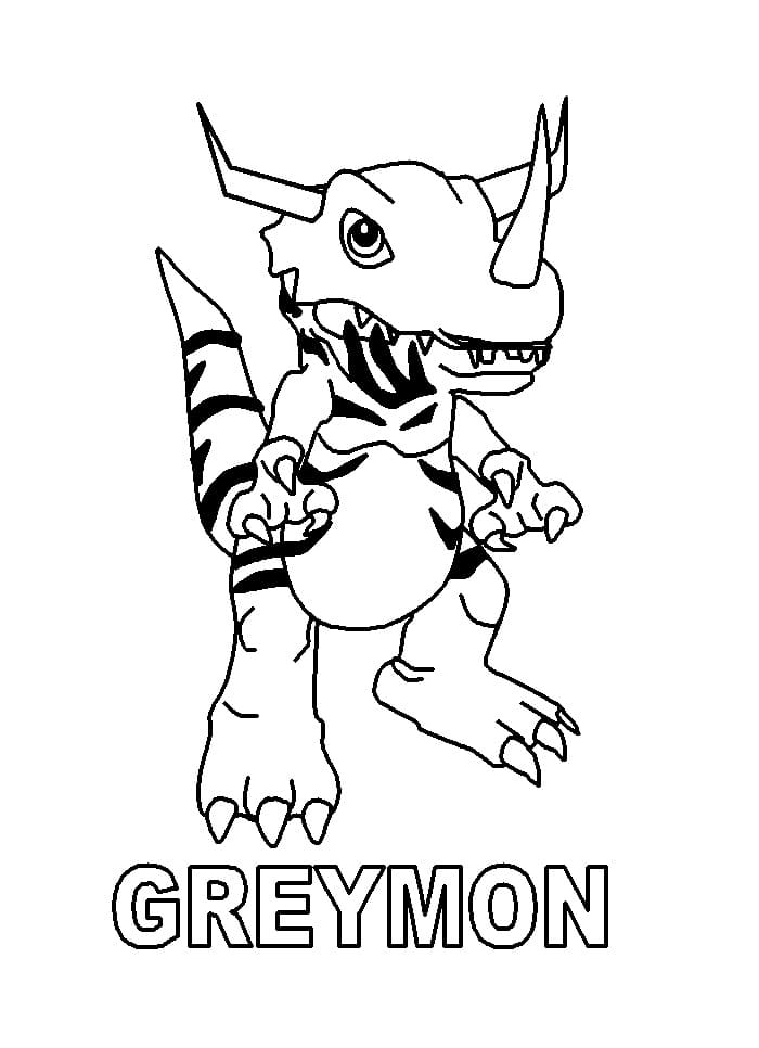 Desenho de Greymon Digimon para Colorir e Pintar