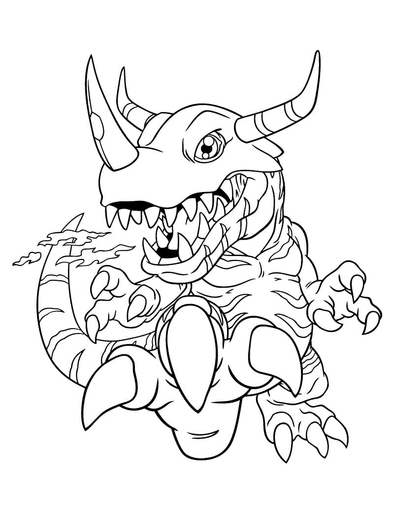 Desenho de Greymon Grátis para Crianças para Colorir e Pintar