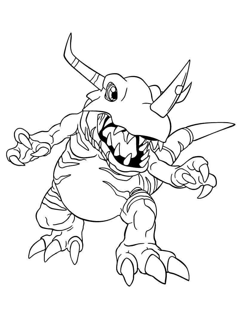 Desenho de Greymon de Digimon para Colorir e Pintar