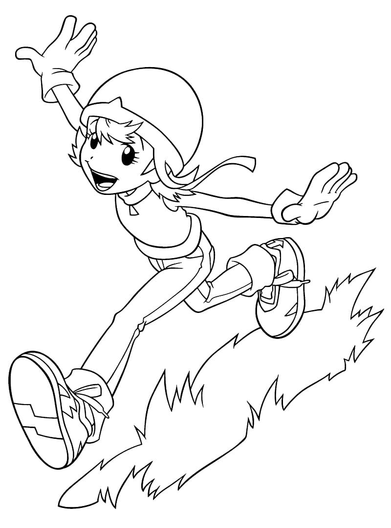 Desenho de Sora Takenouchi de Digimon para Colorir e Pintar