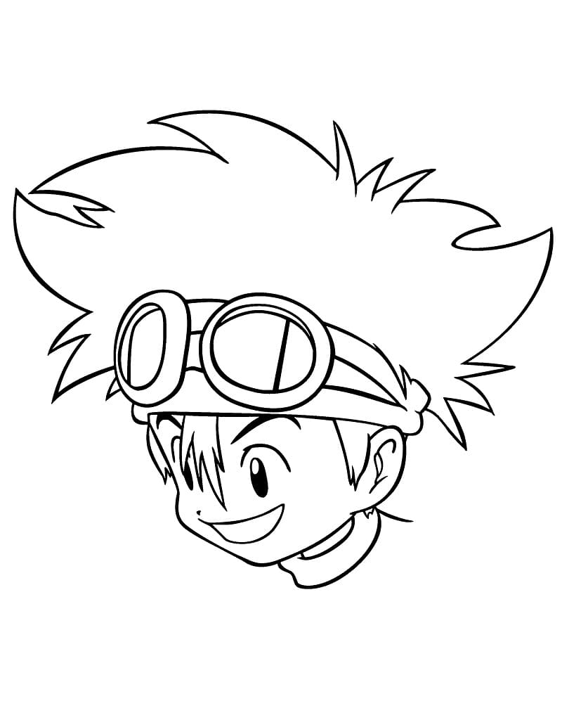 Desenho de Taichi Yagami Alegre para Colorir e Pintar