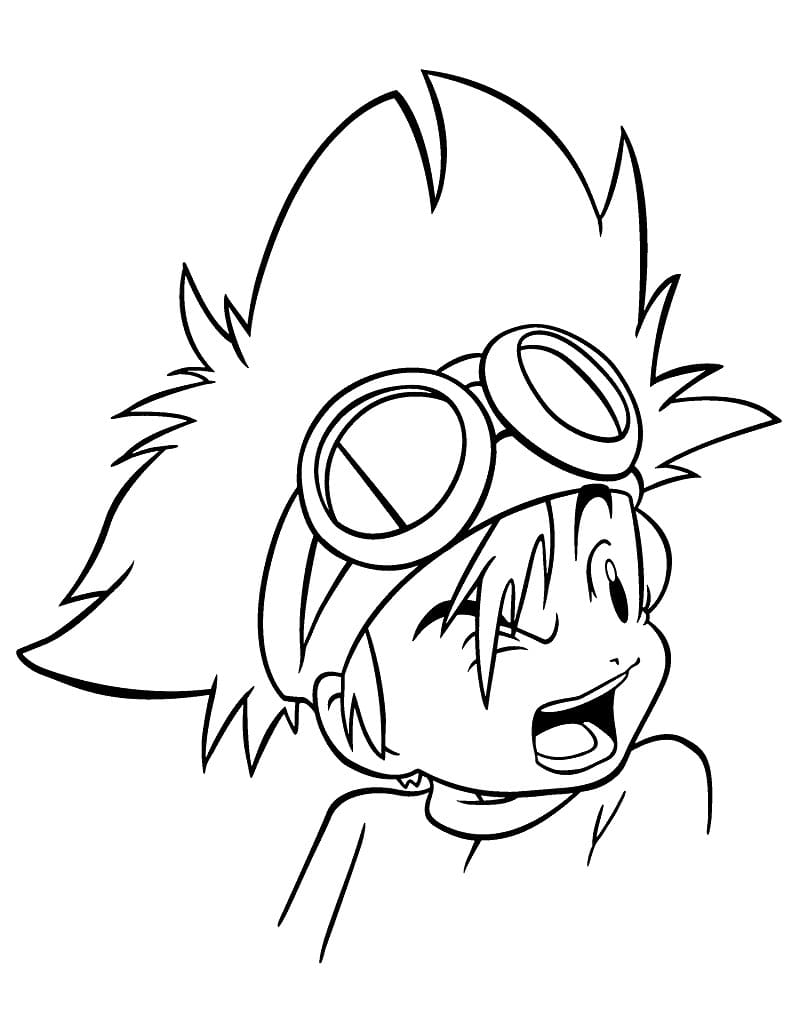 Desenho de Taichi Yagami Digimon para Colorir e Pintar