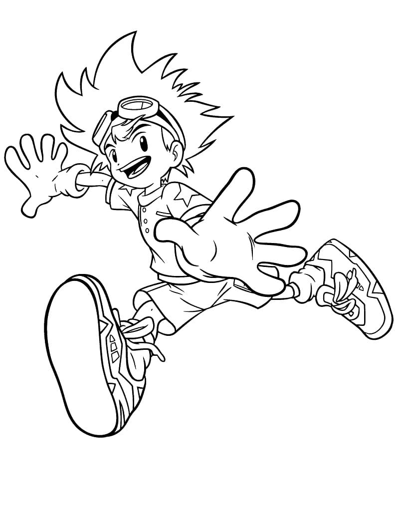 Desenho de Taichi Yagami de Anime Digimon para Colorir e Pintar