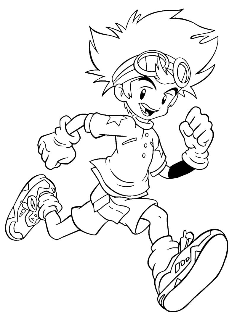 Desenho de Taichi Yagami de Digimon para Colorir e Pintar