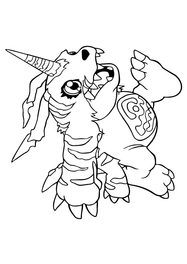 Desenho Imprimivel do Gabumon A4 para Colorir com Giz e Pintar