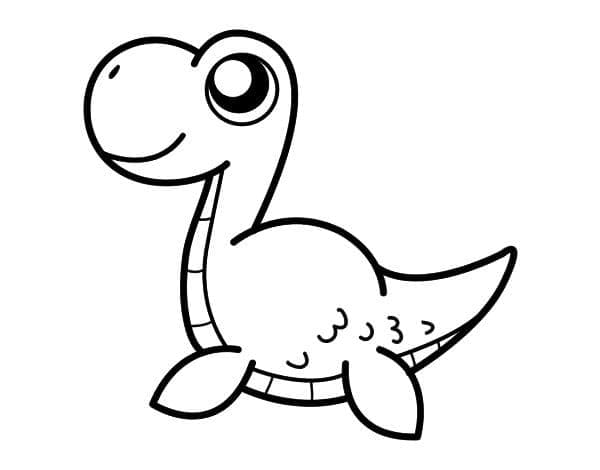 Desenho de Adorável Bebê Dinossauro para Colorir e Pintar