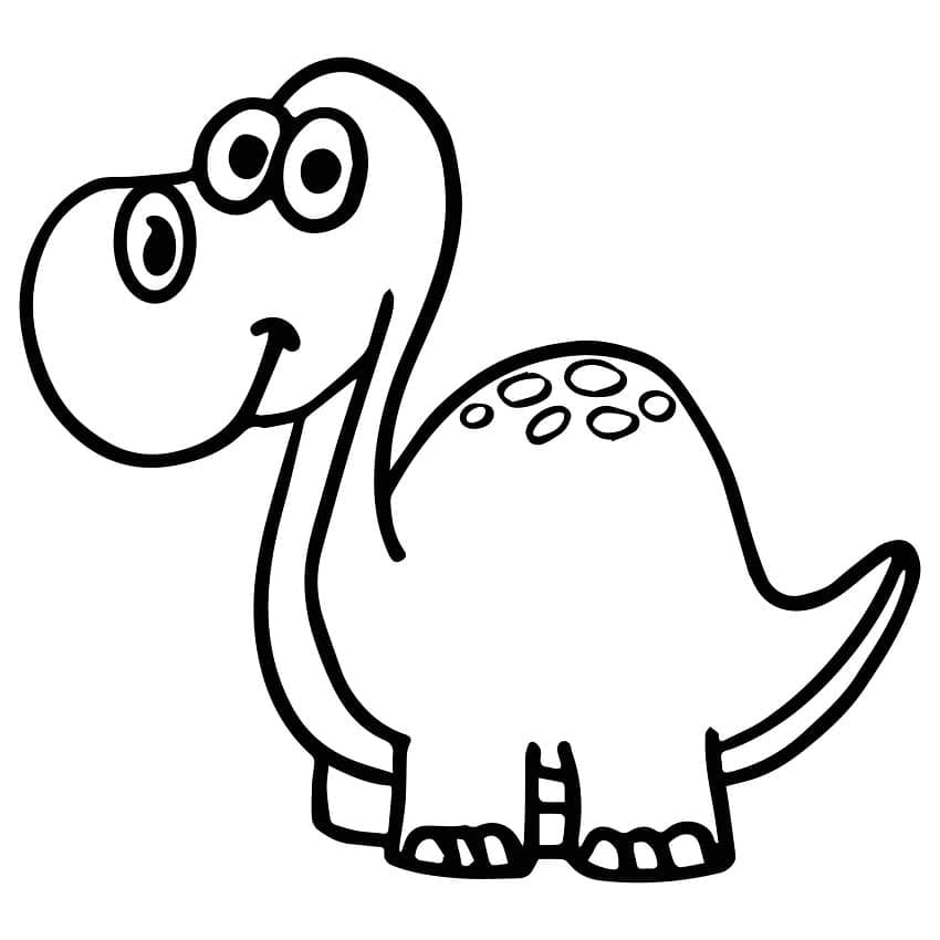 Desenho de Bebê Dinossauro Engraçado para Colorir e Pintar