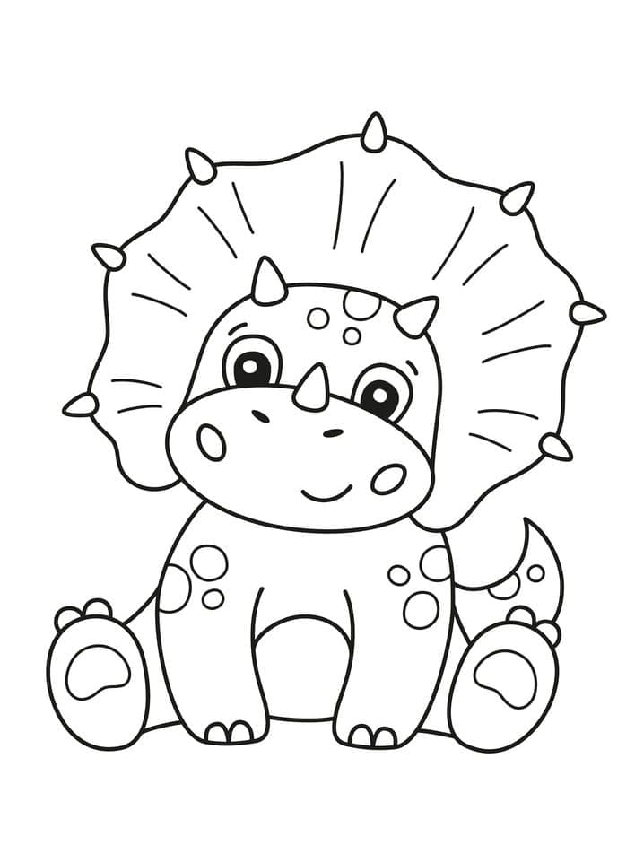 Desenho de Bebê Dinossauro Muito Fofo em Pdf para Colorir e Pintar
