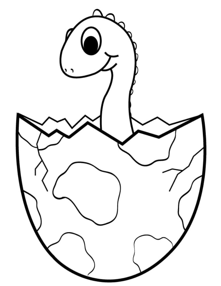Desenho de Bebê Dinossauro Simples para Colorir e Pintar