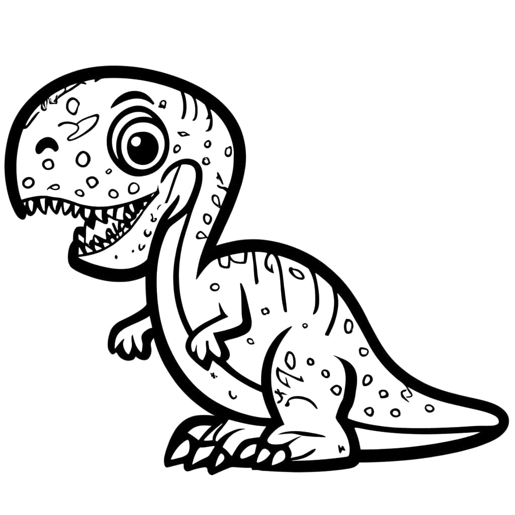 Desenho de Bebê Dinossauro Sorridente para Colorir e Pintar