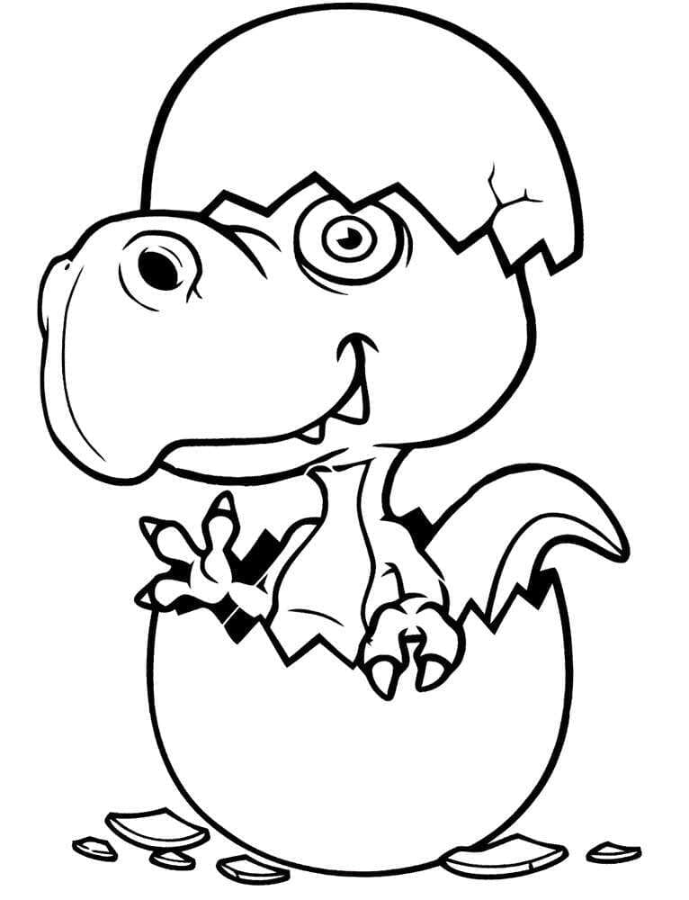 Desenho de Bebê Dinossauro Tiranossauro para Colorir e Pintar