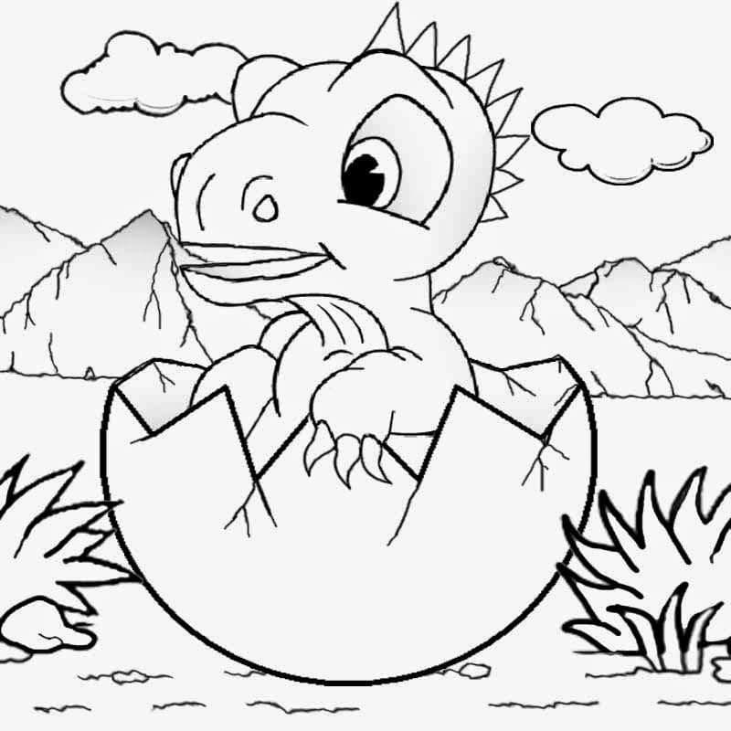Desenho de Imagem de Bebê Dinossauro para Colorir e Pintar