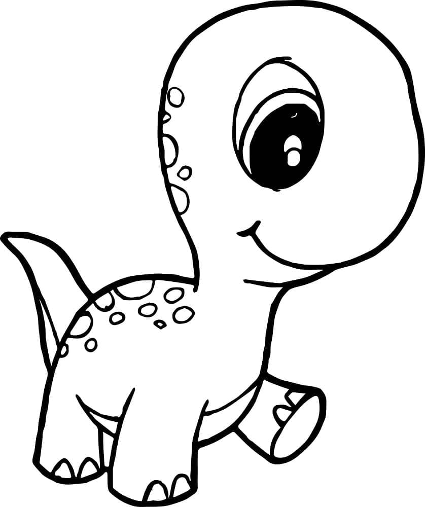 Desenho de Lindo Bebê Dinossauro para Colorir e Pintar