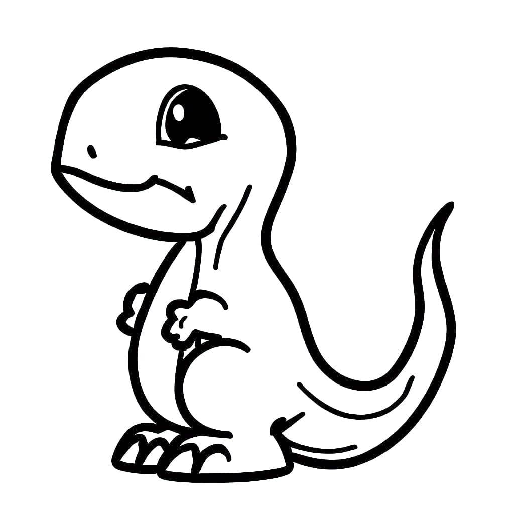 Desenho de um Bebê Dinossauro para Colorir e Pintar